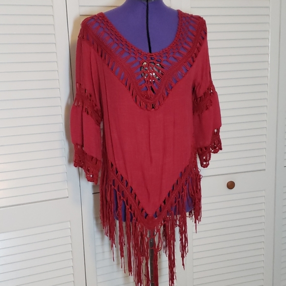 Love J Paisley Fringe Poncho Size 3X - Picture 2 of 4